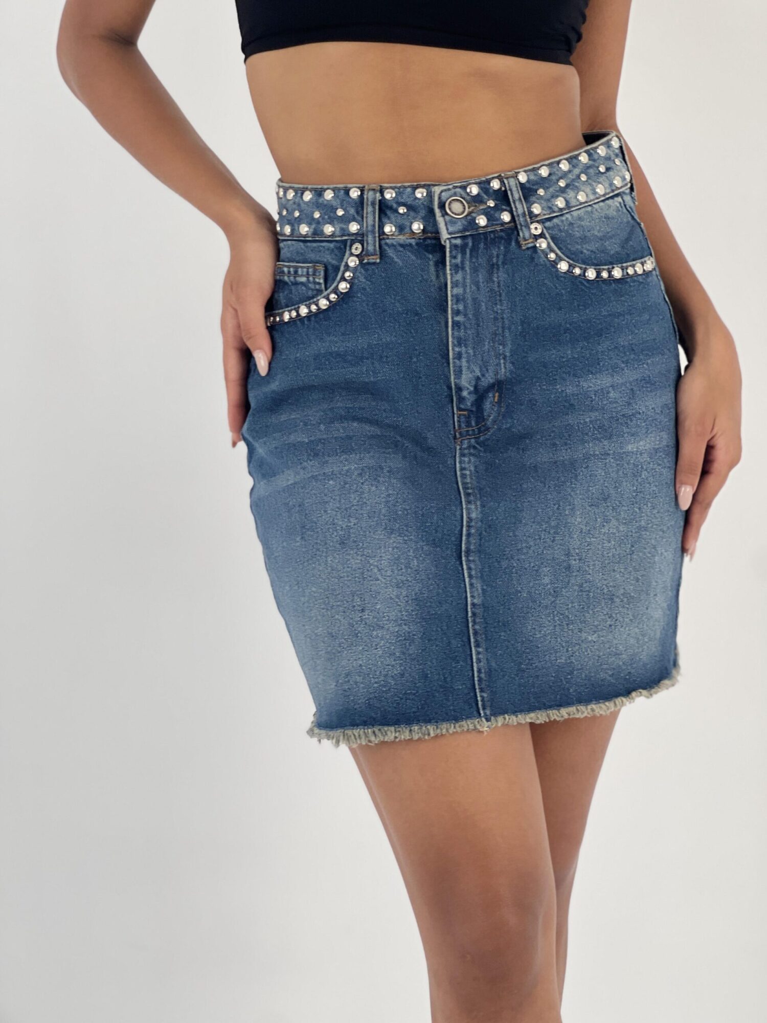 Blue Bodycon Mini Skirt With Patch Pockets - Brand: MISS POEM - Women & Kids, Baby Clothes Wholesale - Globality Store
