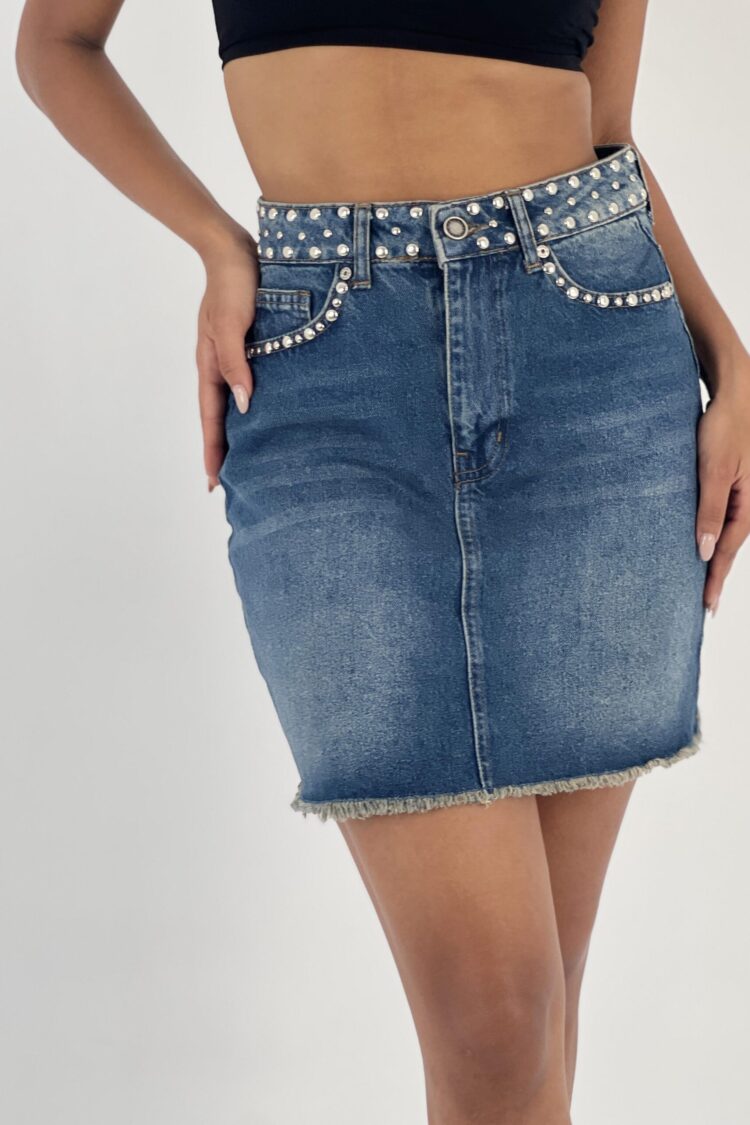 Blue Bodycon Mini Skirt With Patch Pockets - Brand: MISS POEM - Women & Kids, Baby Clothes Wholesale - Globality Store