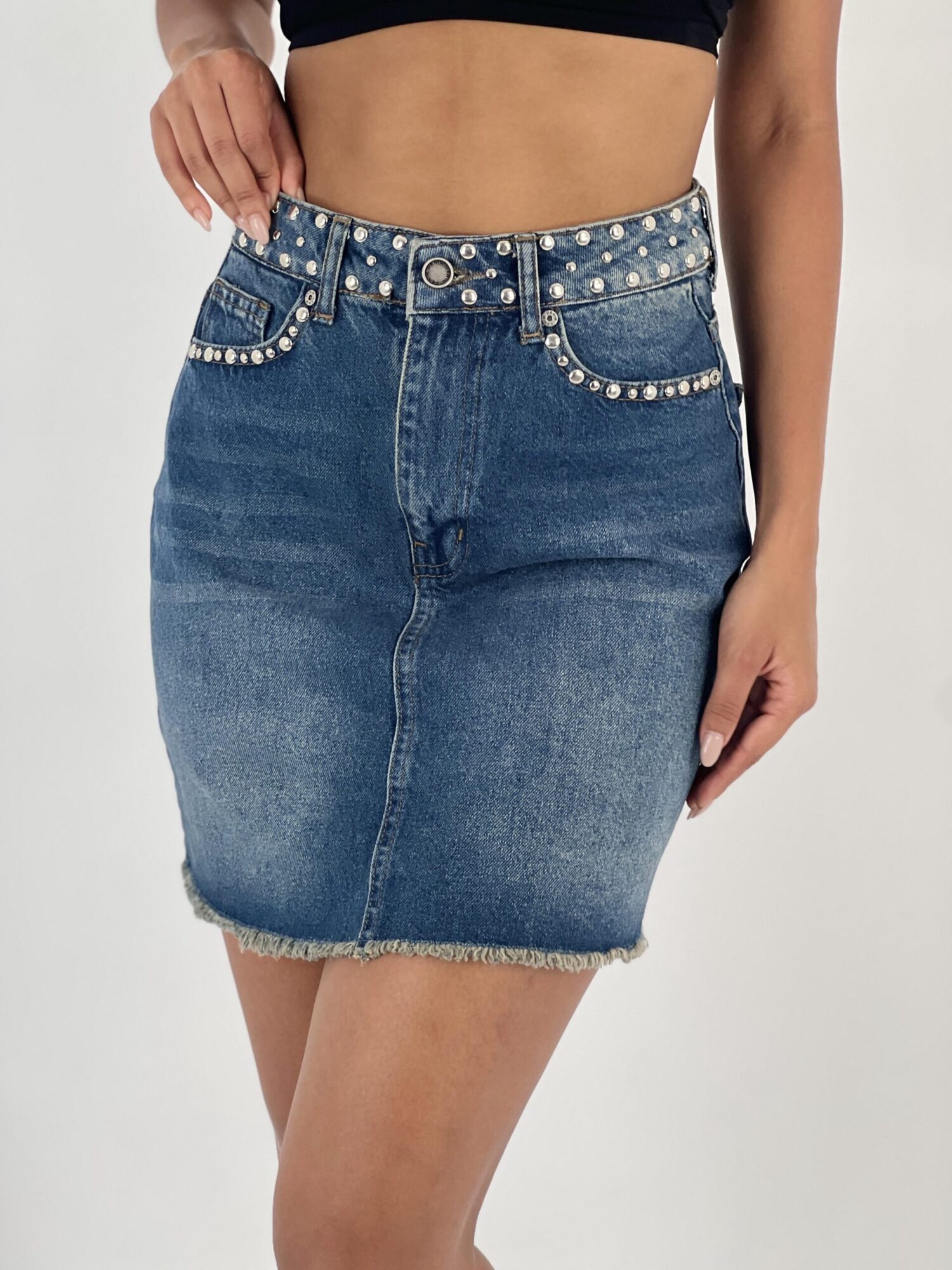Blue Bodycon Mini Skirt With Patch Pockets - Brand: MISS POEM - Women & Kids, Baby Clothes Wholesale - Globality Store