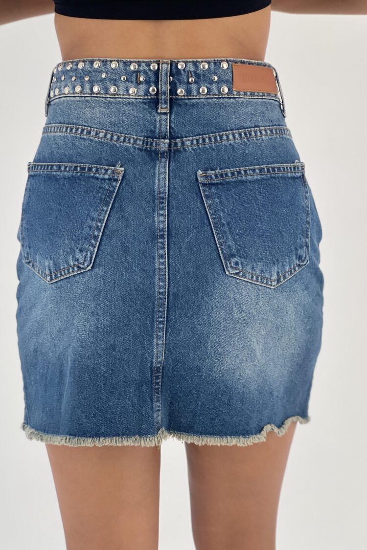 Blue Bodycon Mini Skirt With Patch Pockets