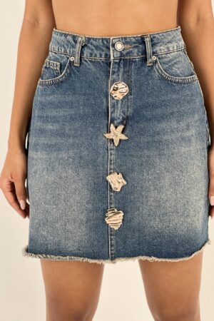 Blue Casual Sexy Streetwear Cute A-Line Mini Skirt With Mid Waist  Buttoned Closure And Slant Pocket - Brand: MISS POEM - Women & Kids, Baby Clothes Wholesale - Globality Store