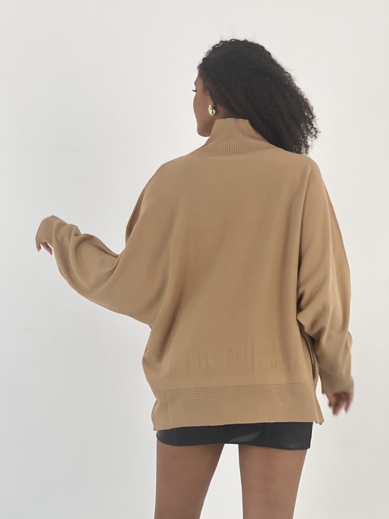 Khaki Sweater Oversized Turtle Neck Long Sleeve - Brand: MISS POEM - Women & Kids, Baby Clothes Wholesale - Globality Store