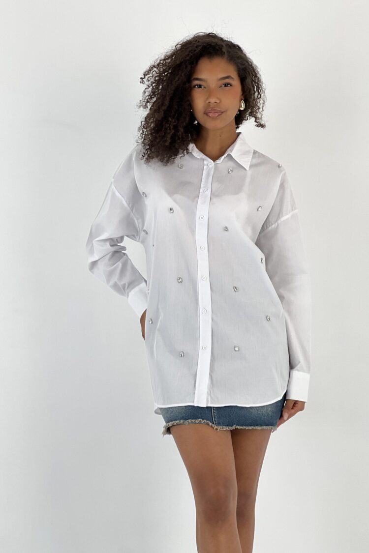 White Elegant Casual Oversized Shirt - Brand: MISS POEM - Women & Kids, Baby Clothes Wholesale - Globality Store