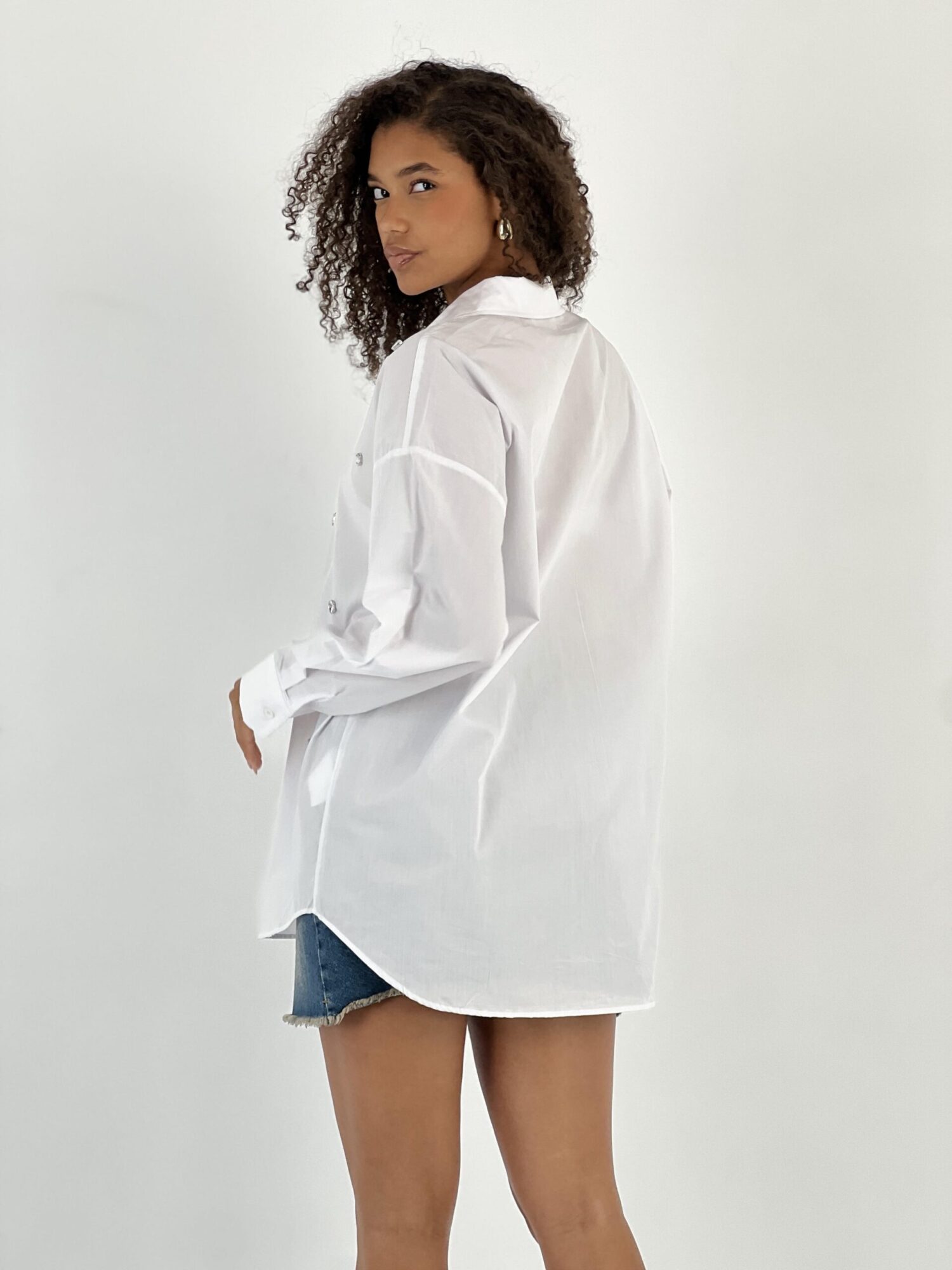 White Elegant Casual Oversized Shirt - Brand: MISS POEM - Women & Kids, Baby Clothes Wholesale - Globality Store