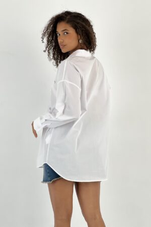 White Elegant Casual Oversized Shirt - Brand: MISS POEM - Women & Kids, Baby Clothes Wholesale - Globality Store