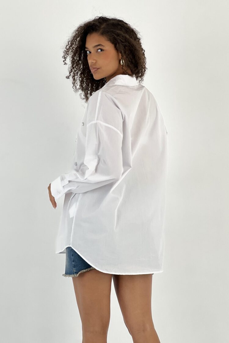 White Elegant Casual Oversized Shirt
