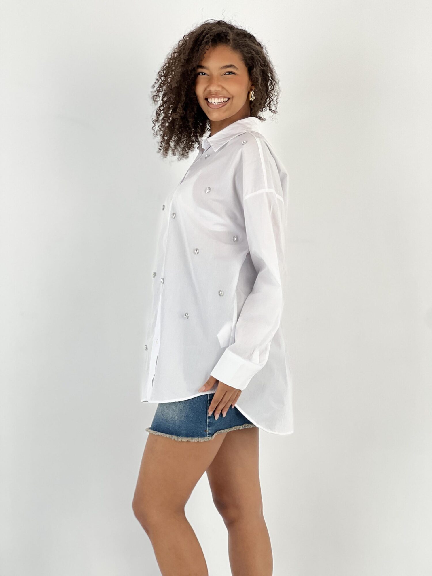 White Elegant Casual Oversized Shirt - Brand: MISS POEM - Women & Kids, Baby Clothes Wholesale - Globality Store