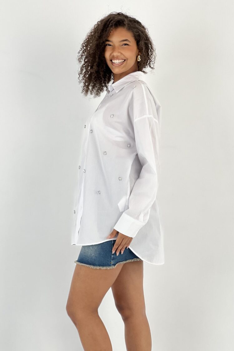 White Elegant Casual Oversized Shirt