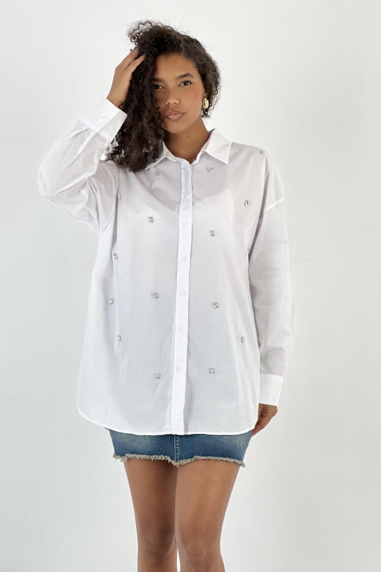 White Elegant Casual Oversized Shirt