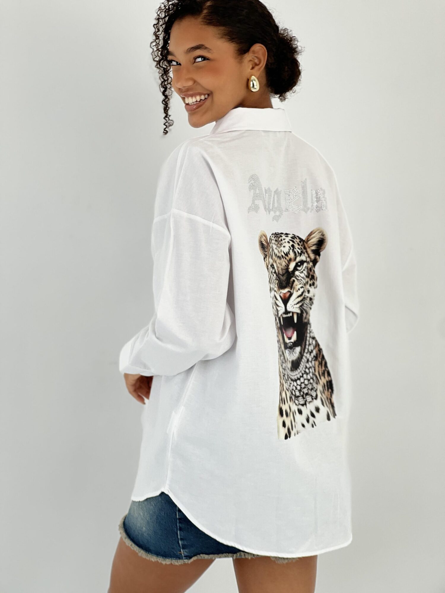 White Oversized Fit Polo Neck Shirt - Brand: MISS POEM - Women & Kids, Baby Clothes Wholesale - Globality Store