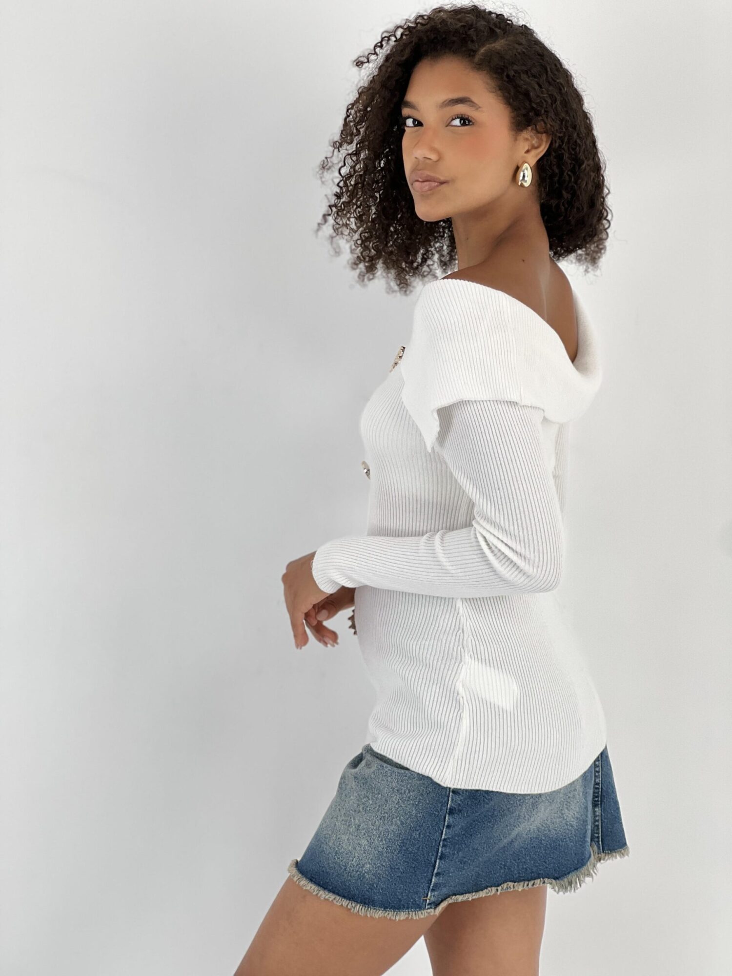 White Fitted Off Shoulder Neck Blouse - Brand: MISS POEM - Women & Kids, Baby Clothes Wholesale - Globality Store