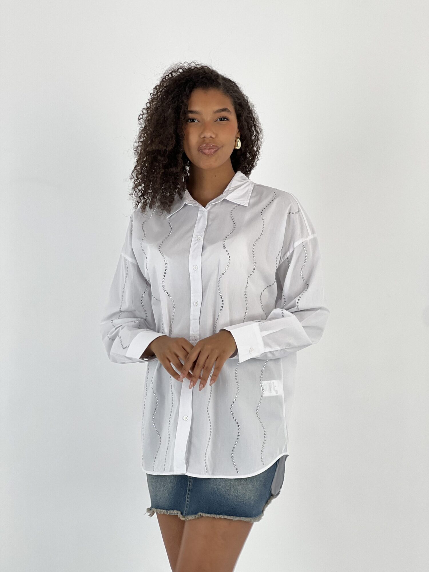 White Striped Long Sleeve Oversized Shirt - Brand: MISS POEM - Women & Kids, Baby Clothes Wholesale - Globality Store