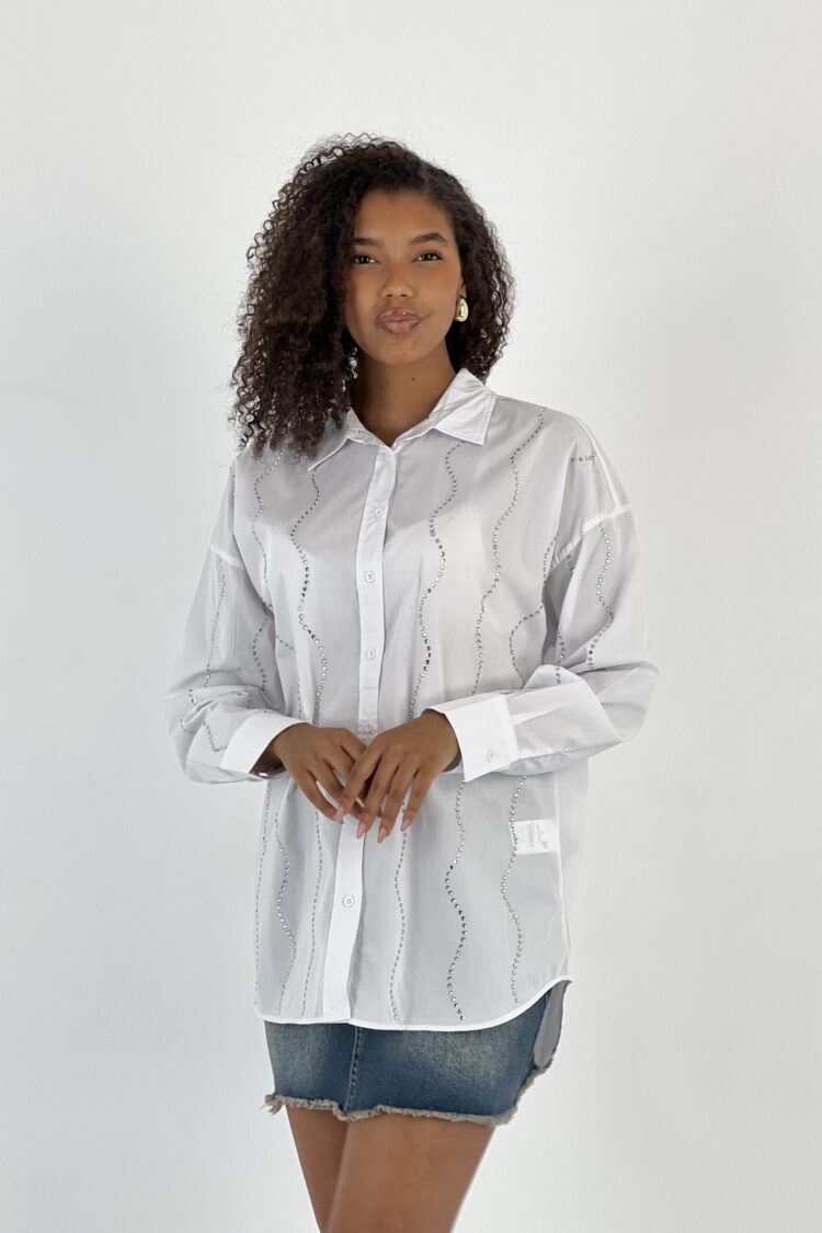 White Striped Long Sleeve Oversized Shirt - Brand: MISS POEM - Women & Kids, Baby Clothes Wholesale - Globality Store