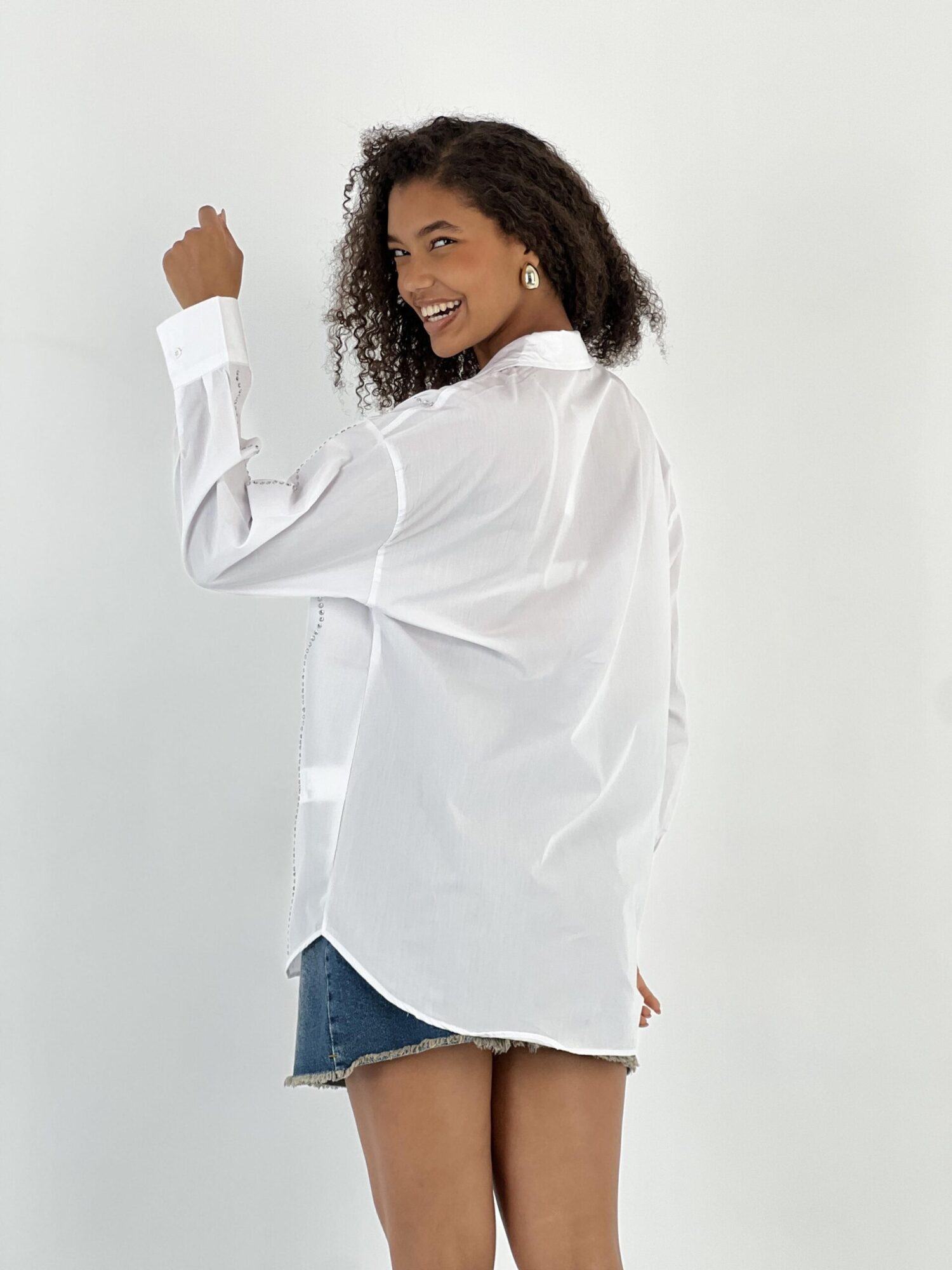 White Striped Long Sleeve Oversized Shirt - Brand: MISS POEM - Women & Kids, Baby Clothes Wholesale - Globality Store