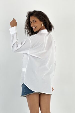 White Striped Long Sleeve Oversized Shirt - Brand: MISS POEM - Women & Kids, Baby Clothes Wholesale - Globality Store