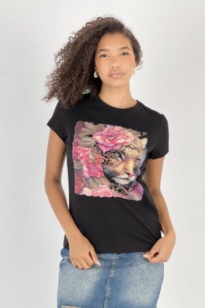 Black Casual Streetwear Tshirt - Brand: MISS POEM - Women & Kids, Baby Clothes Wholesale - Globality Store