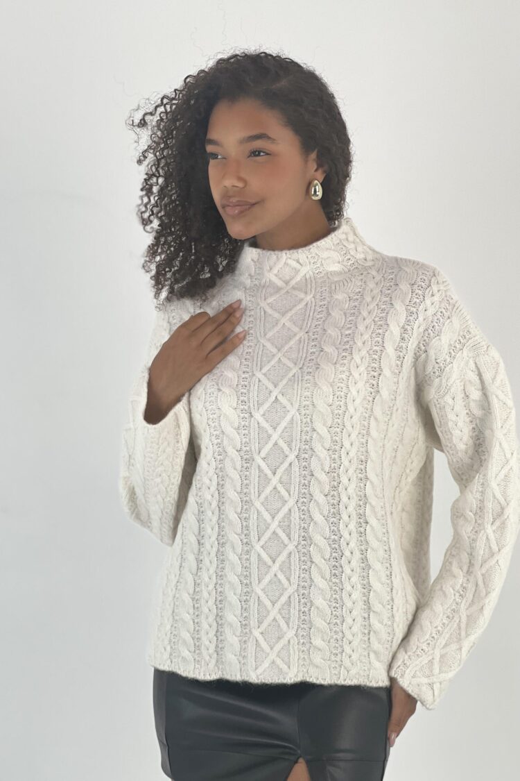 White Sweater High Neck Long Sleeve Casual Retro - Brand: MISS POEM - Women & Kids, Baby Clothes Wholesale - Globality Store