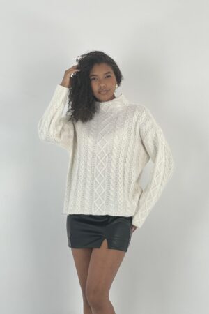 White Sweater High Neck Long Sleeve Casual Retro - Brand: MISS POEM - Women & Kids, Baby Clothes Wholesale - Globality Store