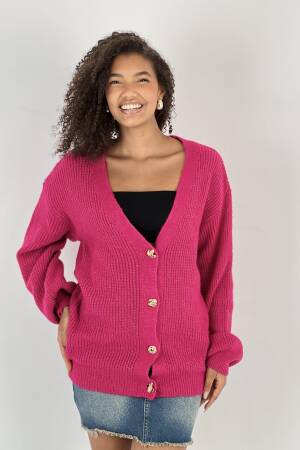 Fuchsia Casual Oversized Cardigan With V-Neck - Brand: MISS POEM - Women & Kids, Baby Clothes Wholesale - Globality Store