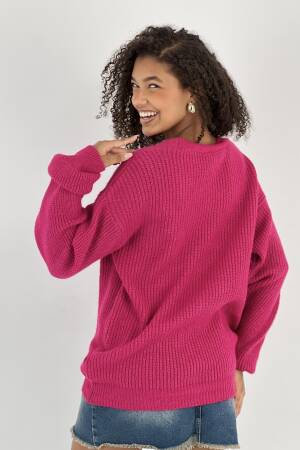 Fuchsia Casual Oversized Cardigan With V-Neck - Brand: MISS POEM - Women & Kids, Baby Clothes Wholesale - Globality Store