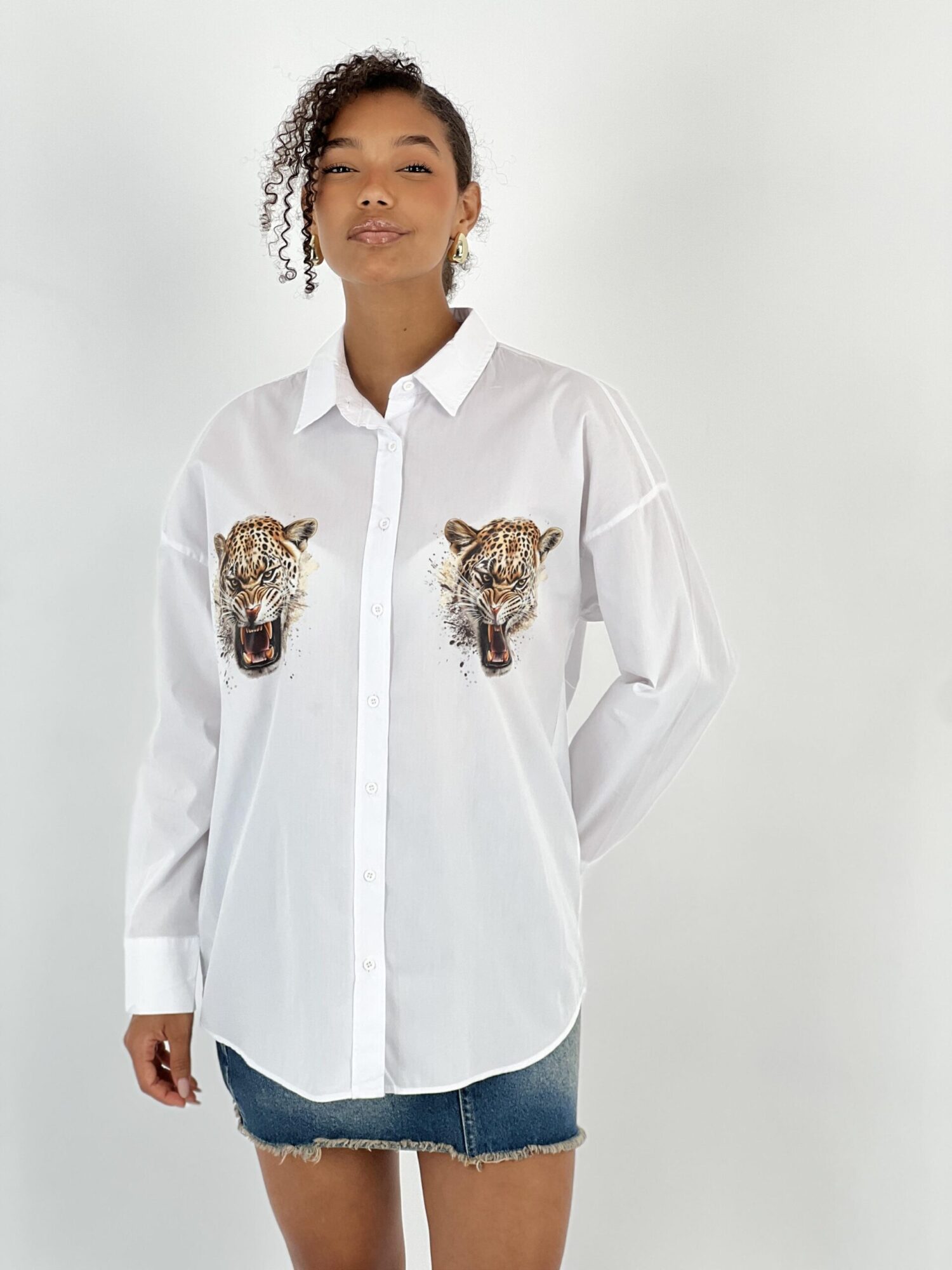 White Casual Animal Print Shirt - Brand: MISS POEM - Women & Kids, Baby Clothes Wholesale - Globality Store