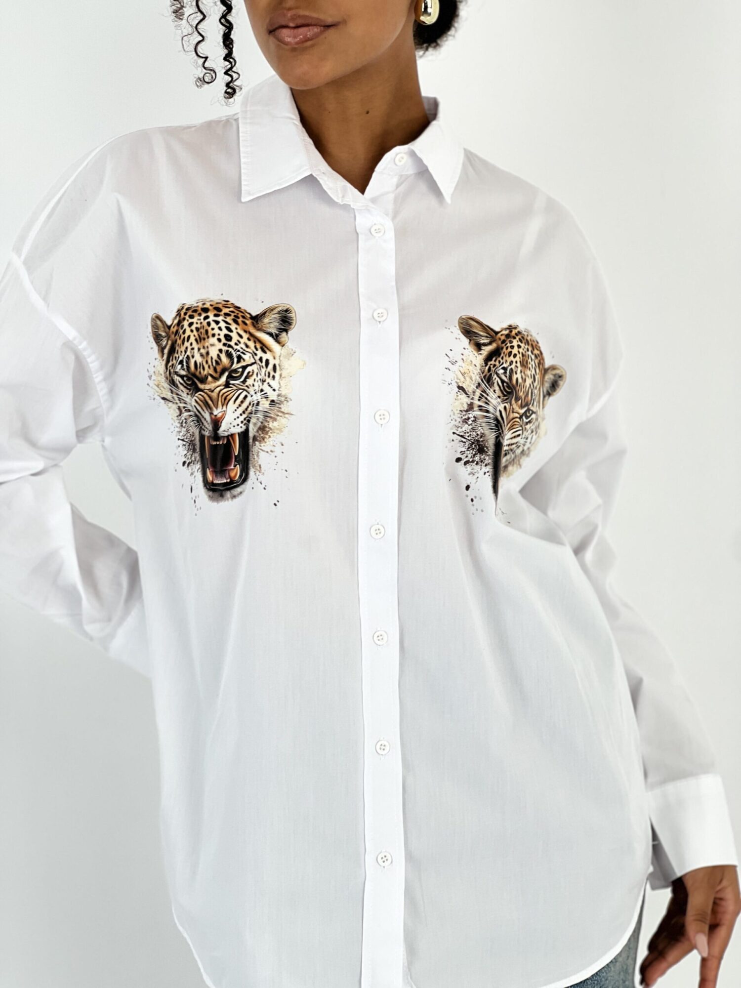White Casual Animal Print Shirt - Brand: MISS POEM - Women & Kids, Baby Clothes Wholesale - Globality Store