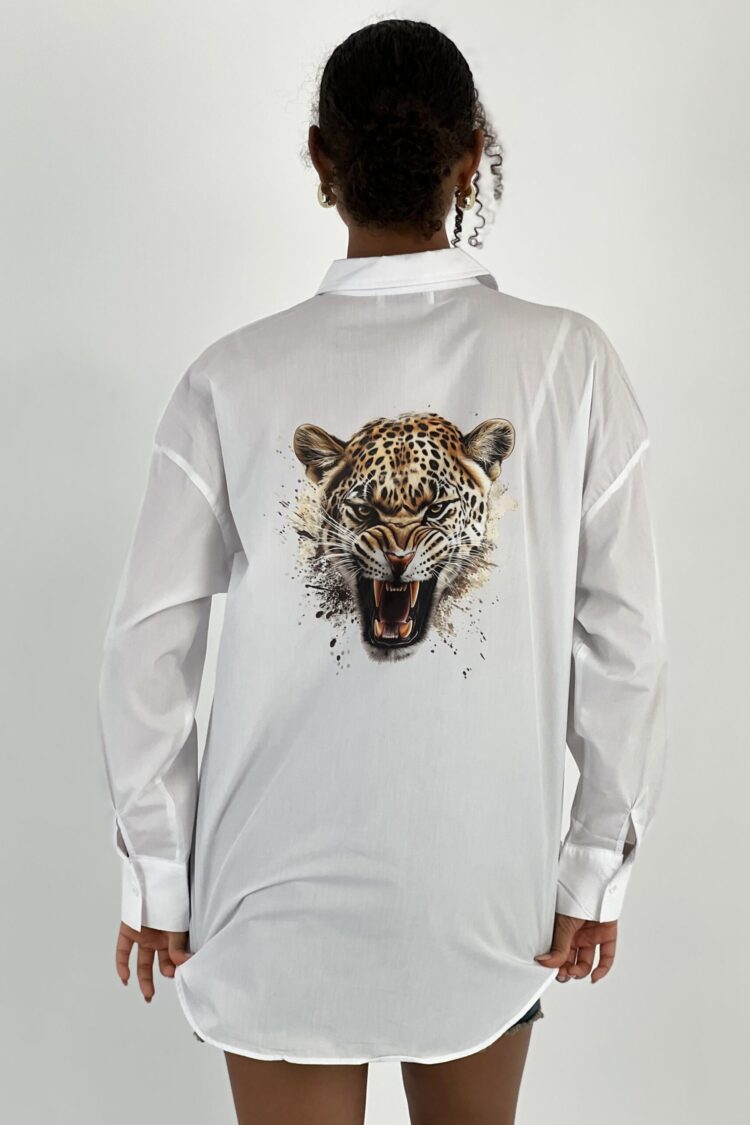White Casual Animal Print Shirt