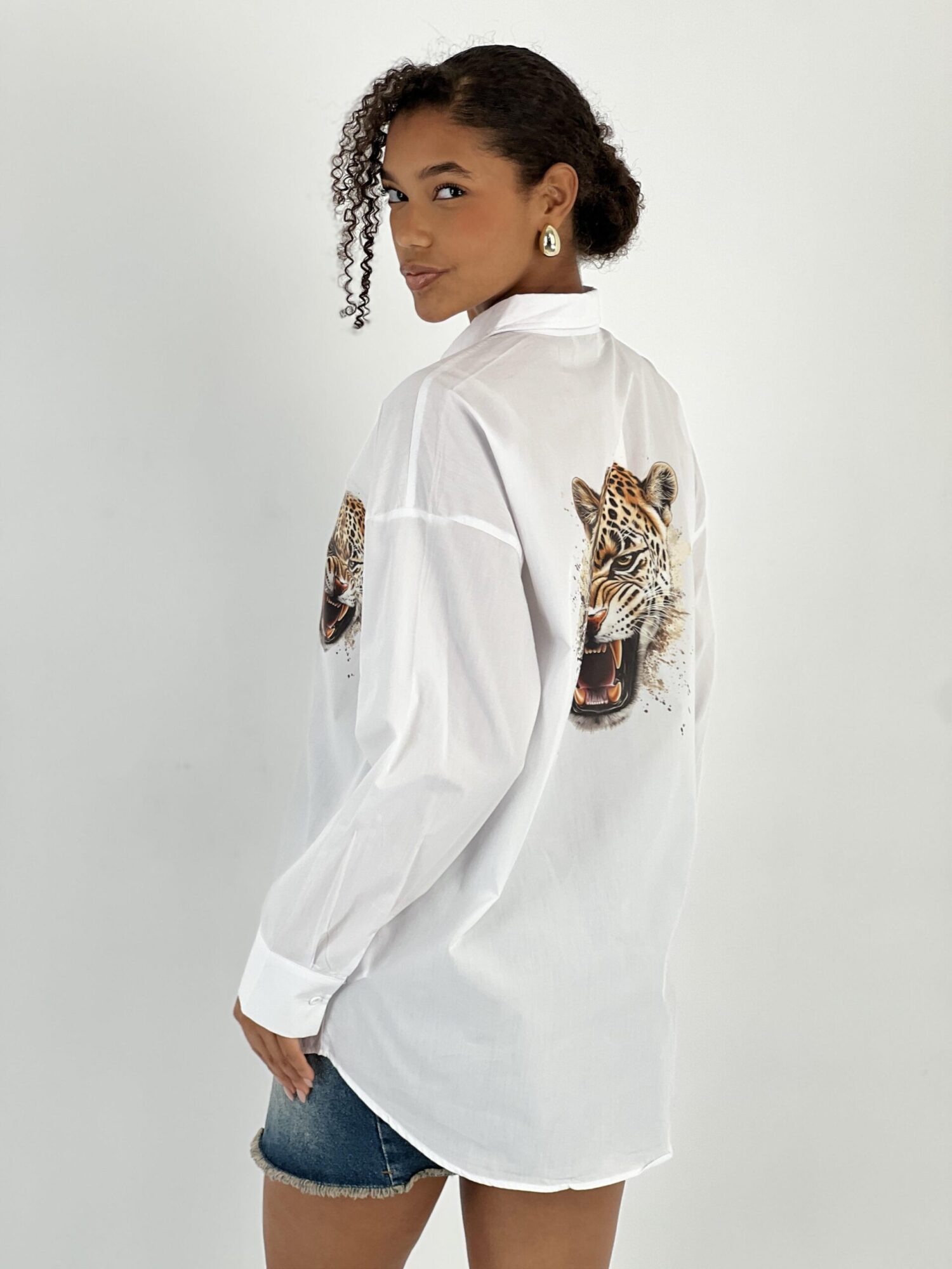 White Casual Animal Print Shirt - Brand: MISS POEM - Women & Kids, Baby Clothes Wholesale - Globality Store