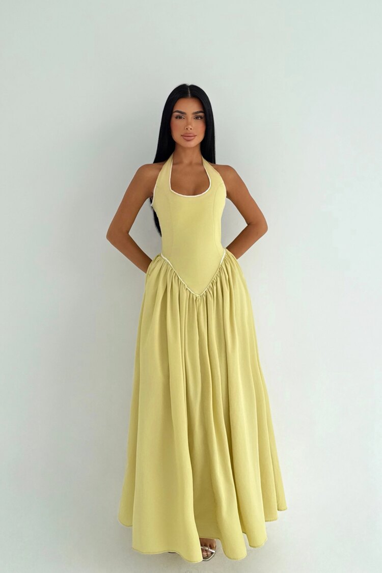 Fit And Flare Halter Neck Dress