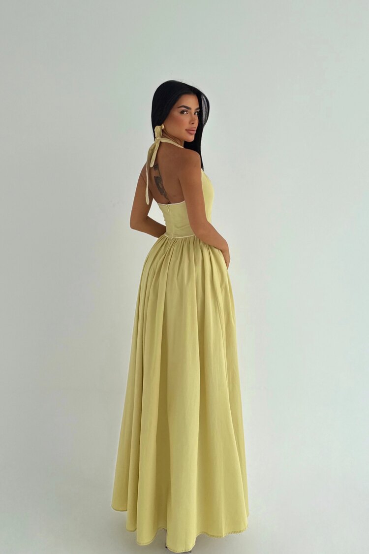 Fit And Flare Halter Neck Dress
