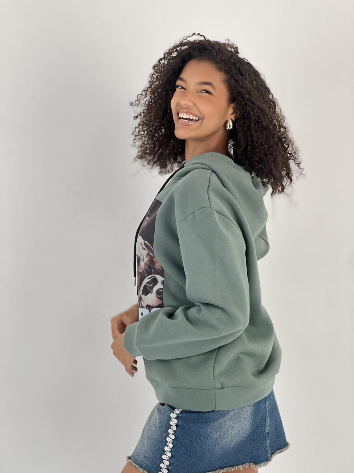 Green Casual Streetwear Sport Hoodie Oversized Fit - Brand: MISS POEM - Women & Kids, Baby Clothes Wholesale - Globality Store