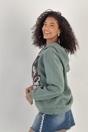 Green Casual Streetwear Sport Hoodie Oversized Fit - Brand: MISS POEM - Women & Kids, Baby Clothes Wholesale - Globality Store