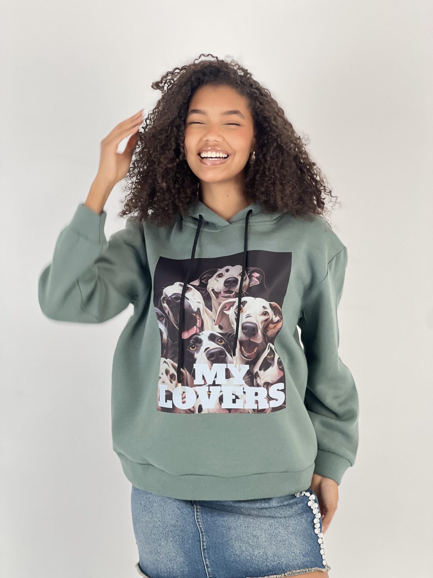 Green Casual Streetwear Sport Hoodie Oversized Fit - Brand: MISS POEM - Women & Kids, Baby Clothes Wholesale - Globality Store