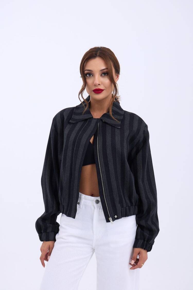 Jacket - Gray & Black - Brand: Fame - Women & Kids, Baby Clothes Wholesale - Globality Store