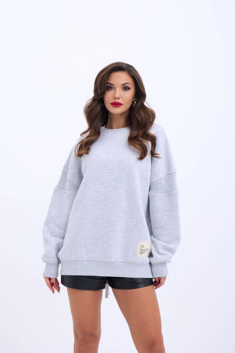 Sweatshirt With Back Detail - Snow Melange