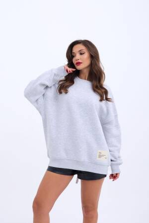 Sweatshirt With Back Detail - Snow Melange - Brand: Fame - Women & Kids, Baby Clothes Wholesale - Globality Store