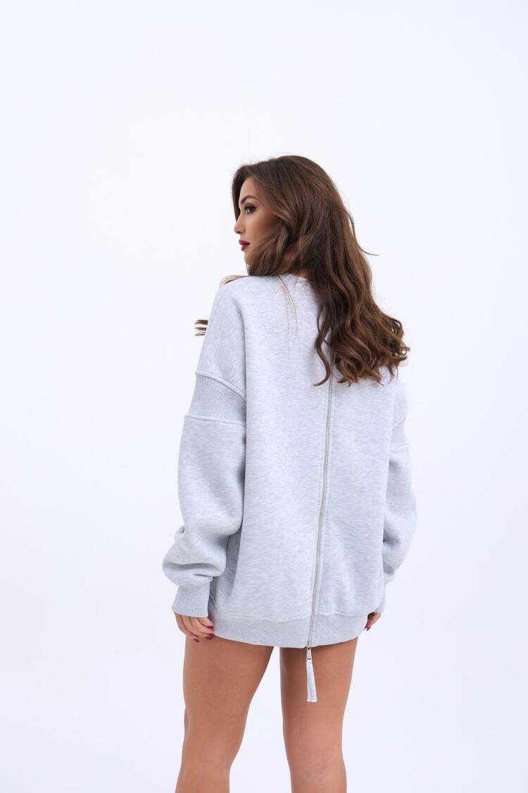 Sweatshirt With Back Detail - Snow Melange
