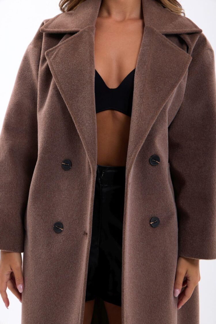 Brown Elegant Single-Breasted Coat