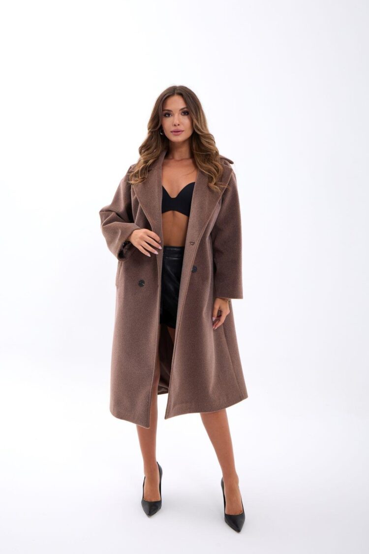 Brown Elegant Single-Breasted Coat - Brand: Fame - Women & Kids, Baby Clothes Wholesale - Globality Store