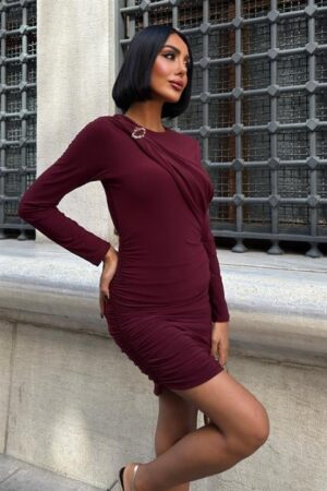 Claret Red Sexy Elegant Bodycon Mini Dress - Brand: Sobe Istanbul - Women & Kids, Baby Clothes Wholesale - Globality Store