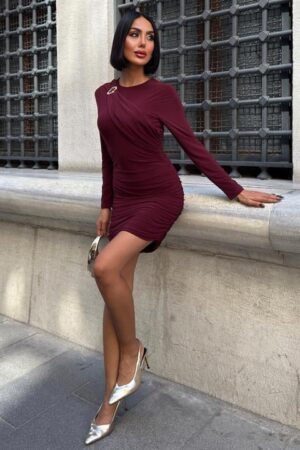 Claret Red Sexy Elegant Bodycon Mini Dress - Brand: Sobe Istanbul - Women & Kids, Baby Clothes Wholesale - Globality Store
