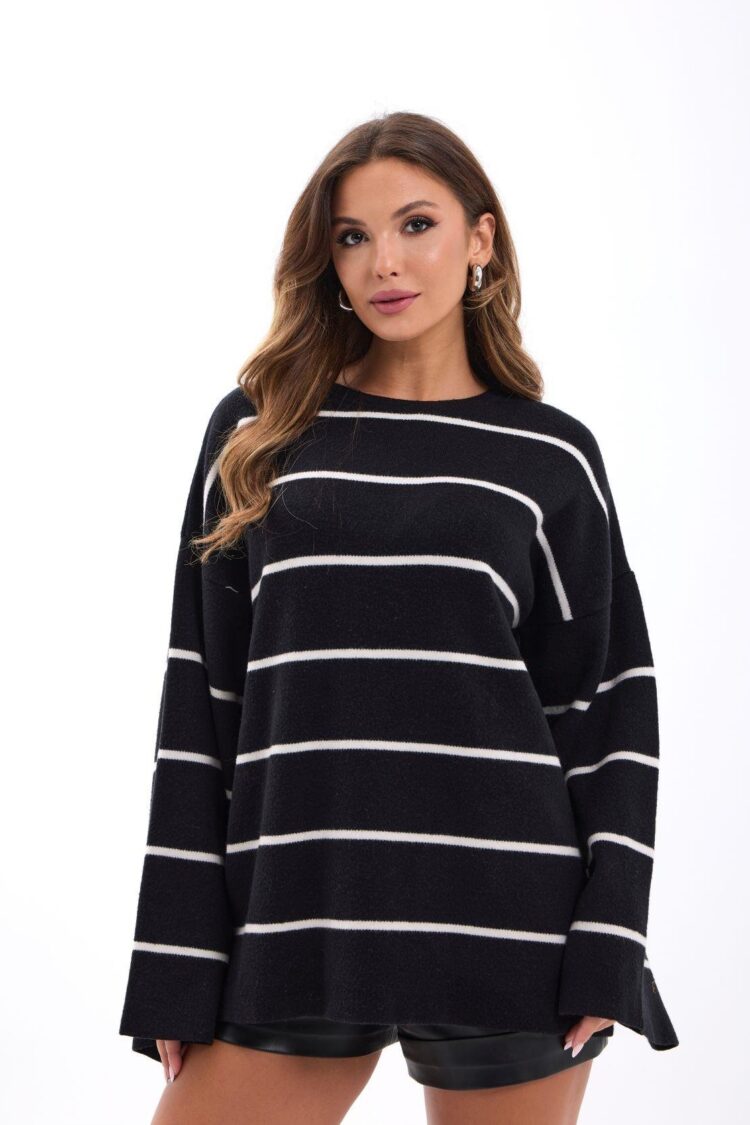 Striped Oversized Fit Sweater - Brand: Fame - Women & Kids, Baby Clothes Wholesale - Globality Store