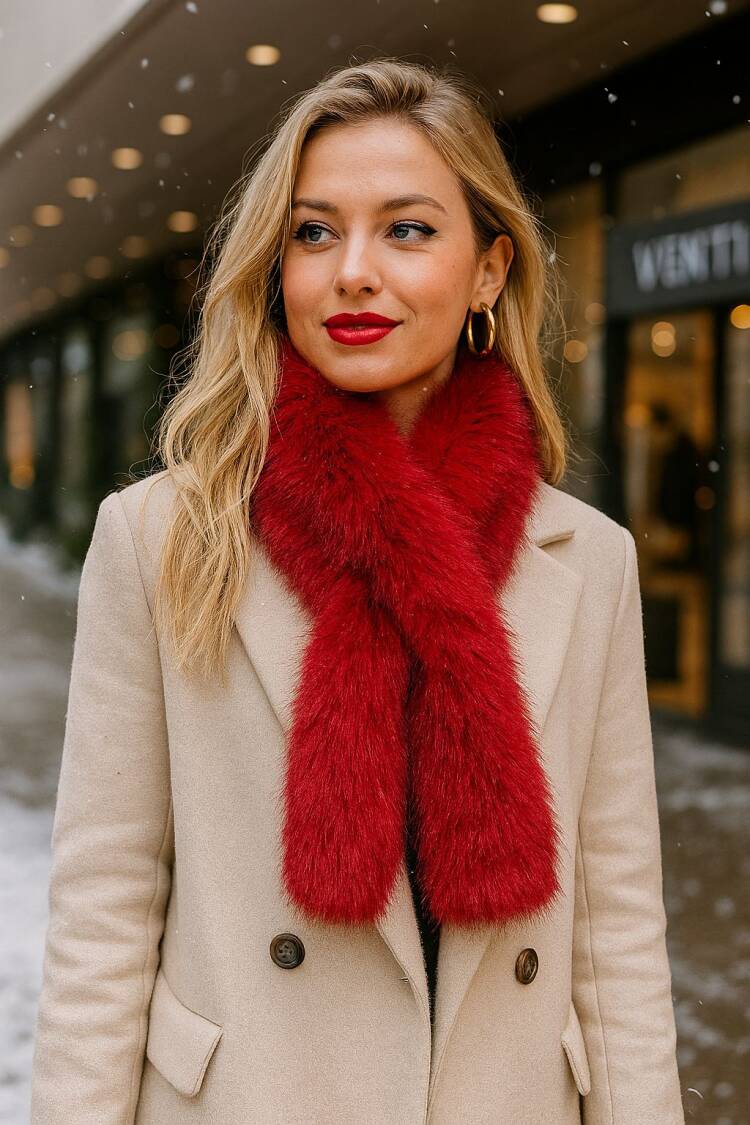 Mango Fabric Interlining Fur Scarf - Brand: Axesoire - Women & Kids, Baby Clothes Wholesale - Globality Store