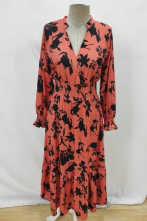 Orange Boho Wrap Dress With Floral Pattern - Brand: Janes - Women & Kids, Baby Clothes Wholesale - Globality Store