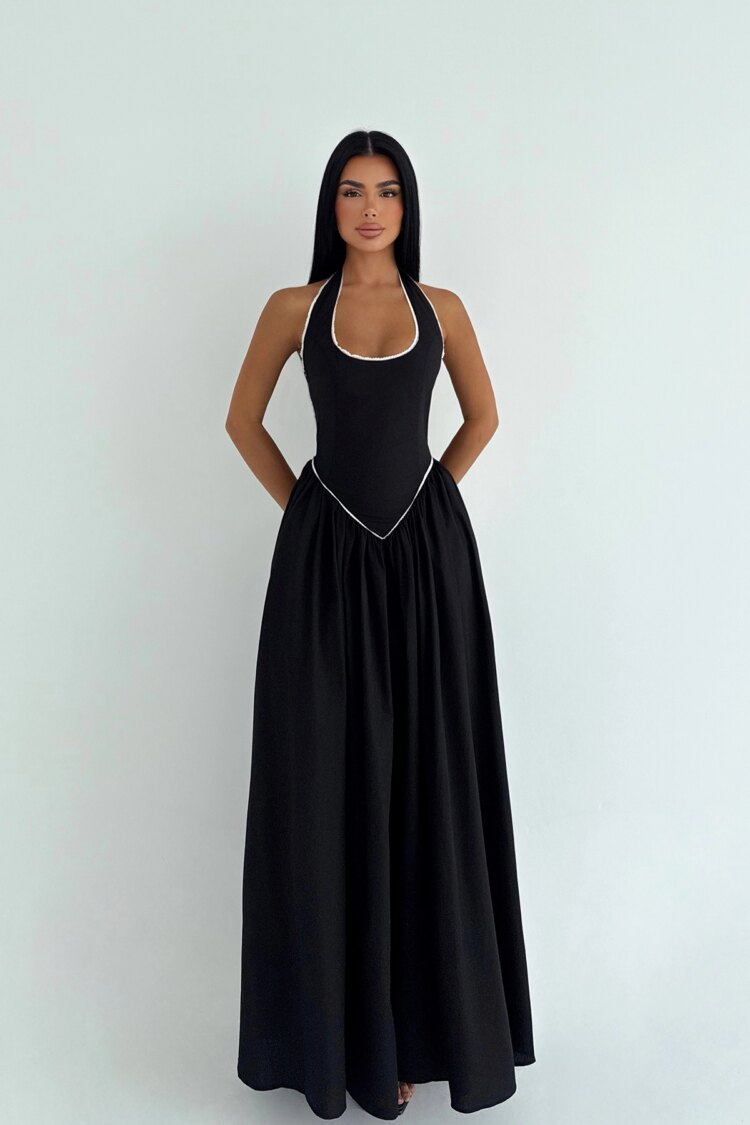 Fit And Flare Halter Neck Dress