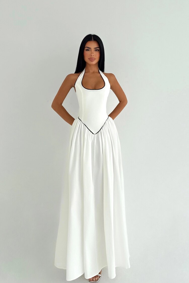 Fit And Flare Halter Neck Dress
