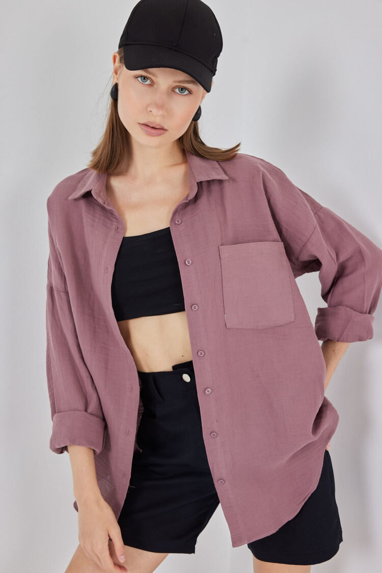 Fuchsia Oversized Casual Shirt With Notched Neck - Brand: Bigdart - Women & Kids, Baby Clothes Wholesale - Globality Store
