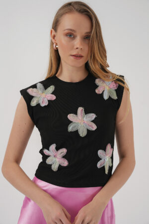 Black Floral Slim Fit Cap Sleeve Blouse - Brand: Bigdart - Women & Kids, Baby Clothes Wholesale - Globality Store