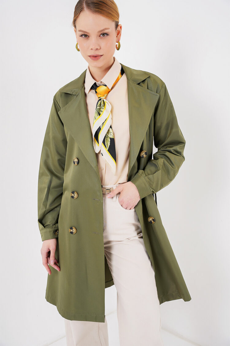 Green Trenchcoat Double-Breasted Buttoned Classic - Brand: Bigdart - Women & Kids, Baby Clothes Wholesale - Globality Store