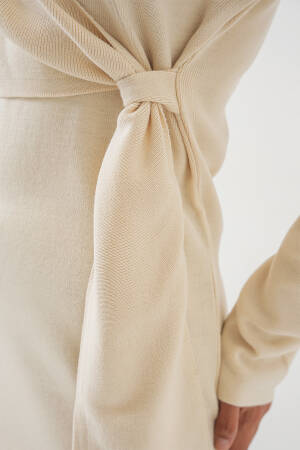 Elegant Beige Wrap Dress With V-Neck And Long Sleeves - Brand: Bigdart - Women & Kids, Baby Clothes Wholesale - Globality Store
